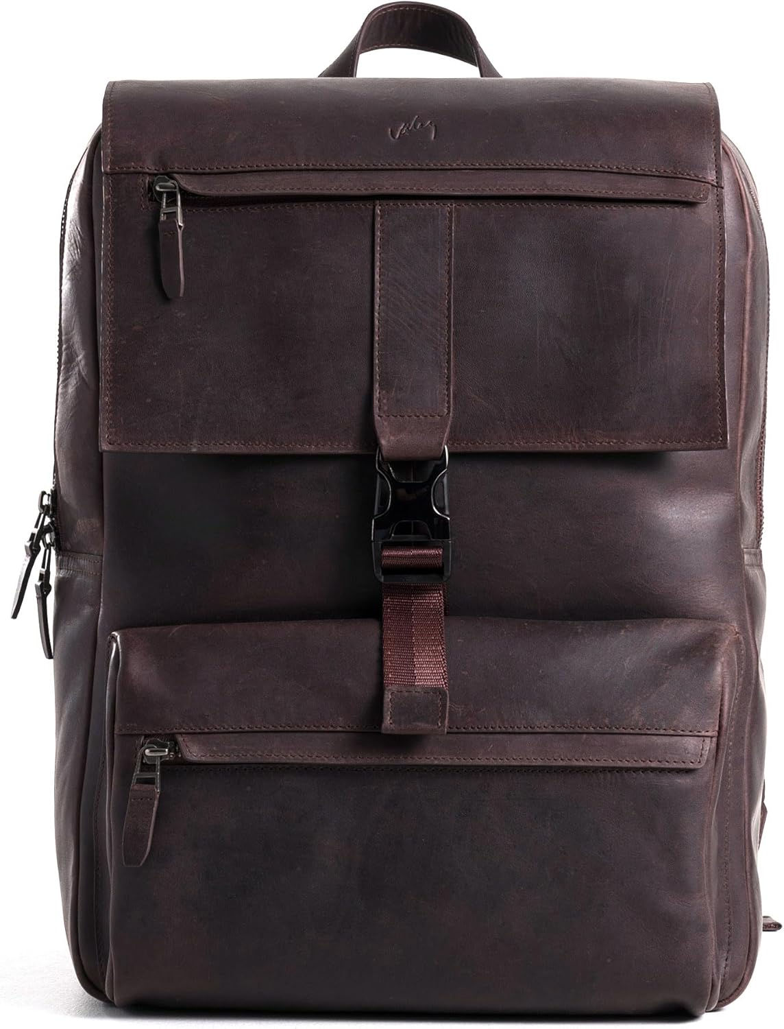 Leather Backpack for Men & Women - Classic Dark Brown Style