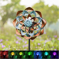 Solar Wind Spinner Outdoor Metal Wind Spinner - Solar Lighted Garden