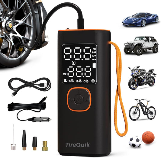 TireQuik Portable Air Compressor - 20000mAh Dual Power, 150PSI - Rapid Inflation & Illumination