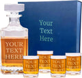 Personalized Whiskey Decanter Set - Engraved Decanter + 4 Glasses
