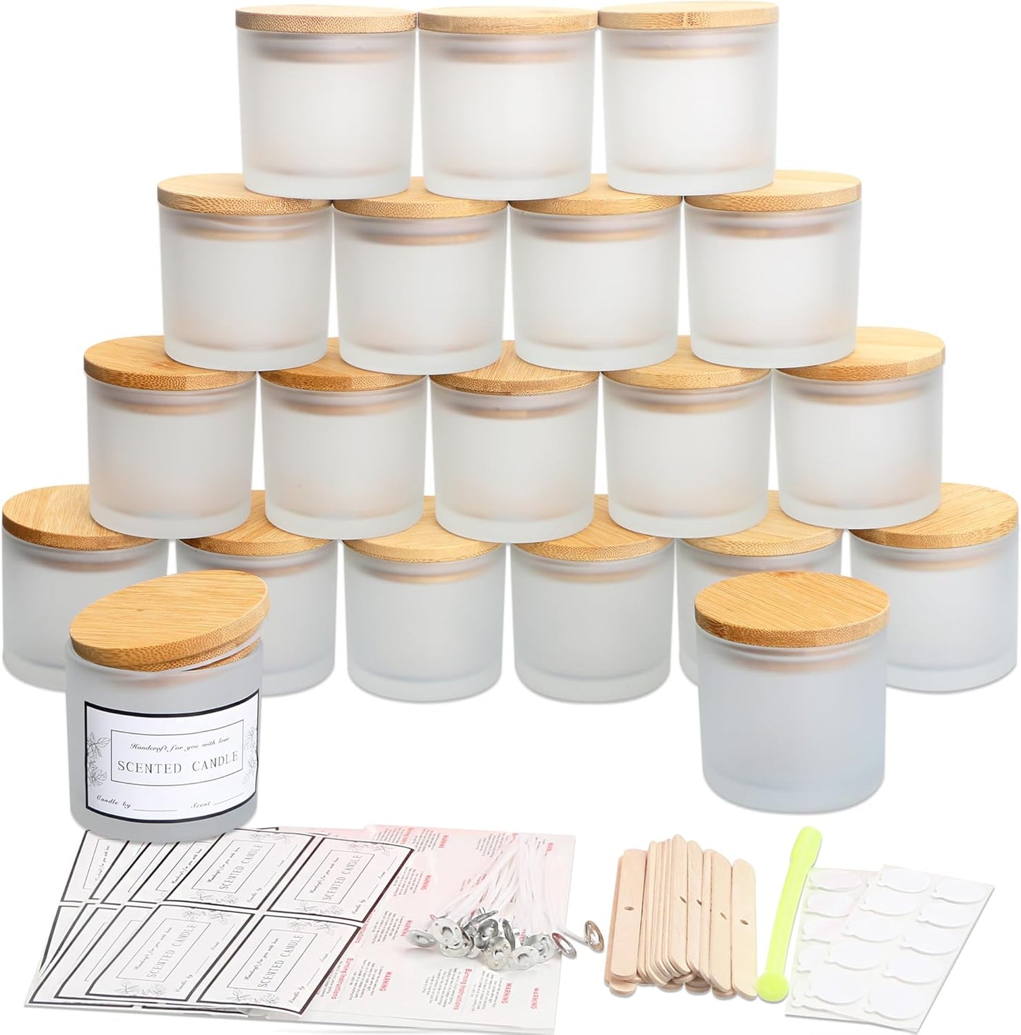 20 Pack 4 OZ Frosted White Glass Candle Jars with Lids for Crafts