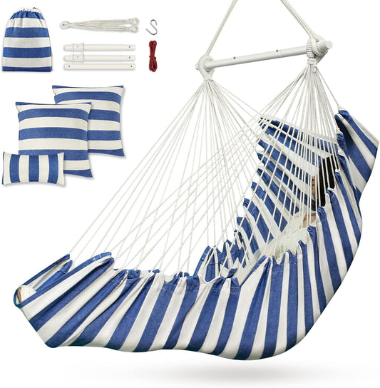 Hammock Chair with Cushions and Foot Rest for Ultimate Comfort