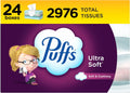 Puffs Ultra Soft Facial Tissues, 24 Family Boxes - Gentle & Strong