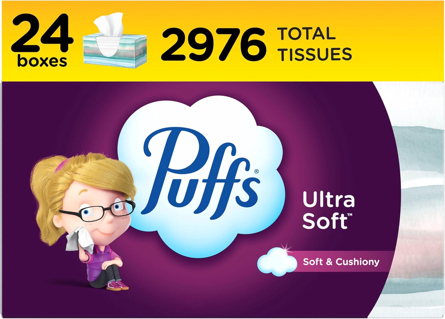 Puffs Ultra Soft Facial Tissues - 24 Family Boxes of Comfort