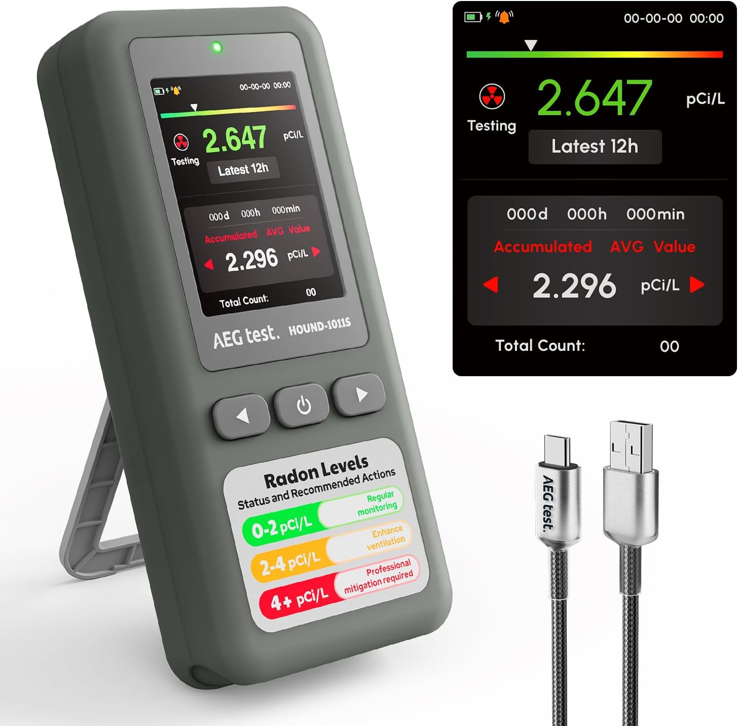 Portable Radon Detector HOUND-1011S for Home Monitoring