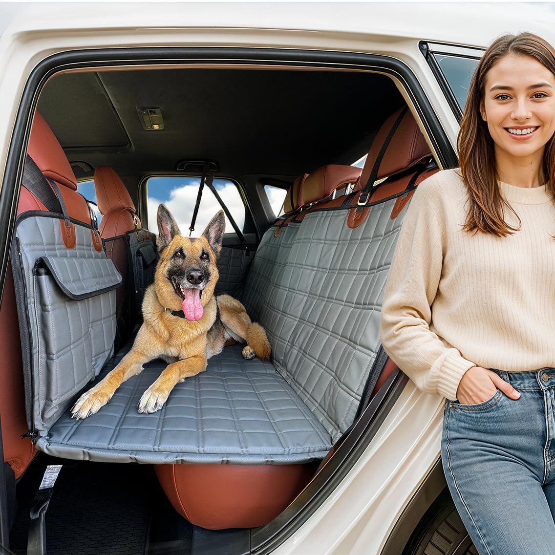 Dog Car Seat Cover for Back Seat - Waterproof Hammock Bed