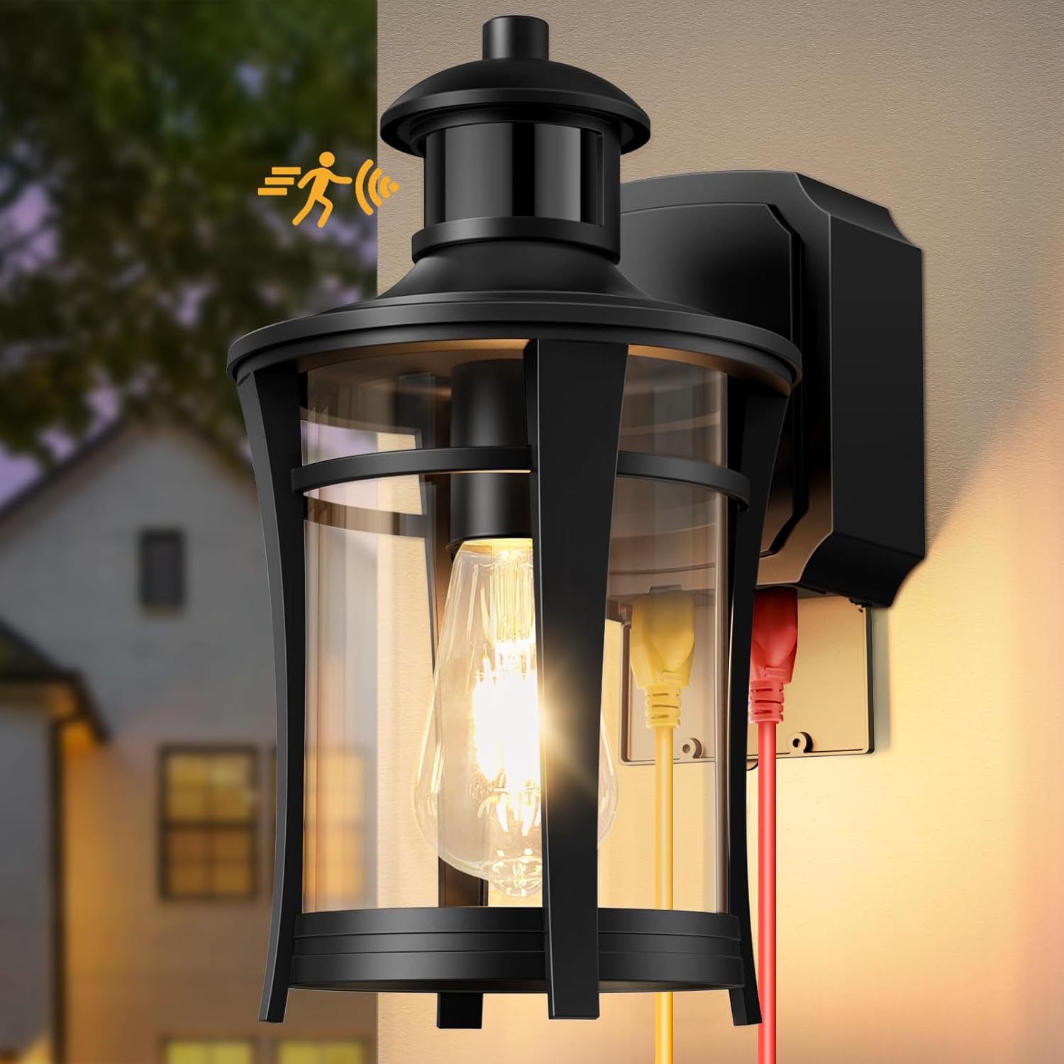 Outdoor Motion Sensor Lights with GFCI Outlet for Safety