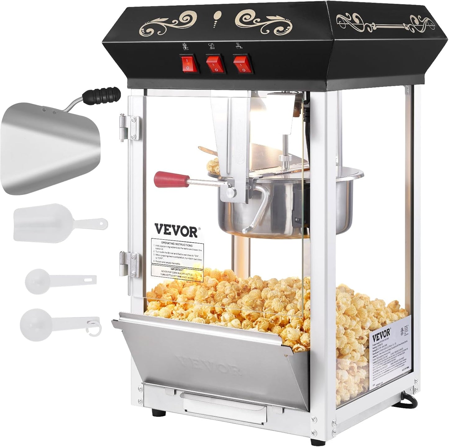 VEVOR Popcorn Maker 850W Countertop Machine for Movie Nights