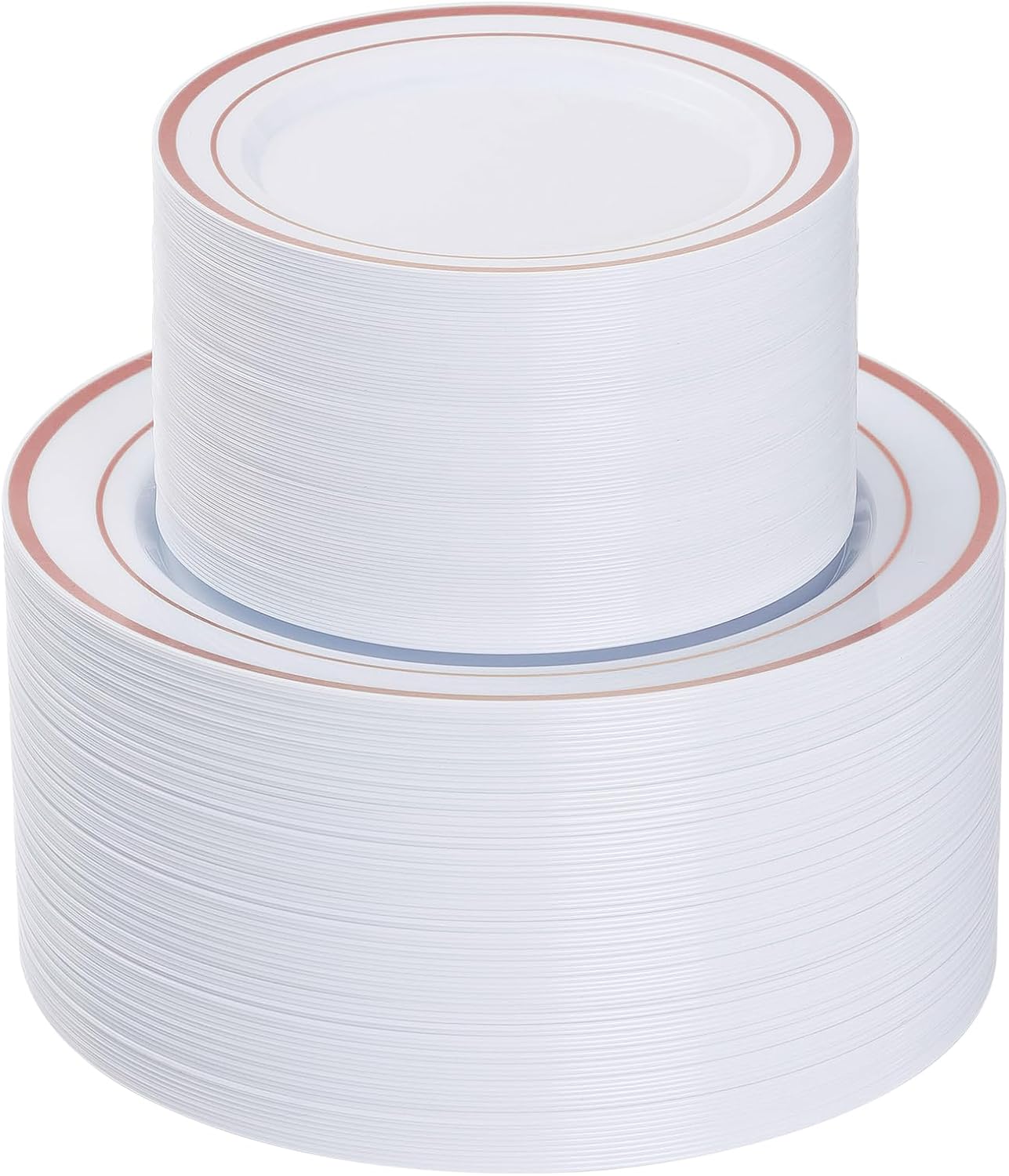 200PCS Rose Gold Plastic Plates for Elegant Party Dining
