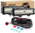 Nilight LED Light Bar 12in 300W Triple Row Combo - Bright Off-Road