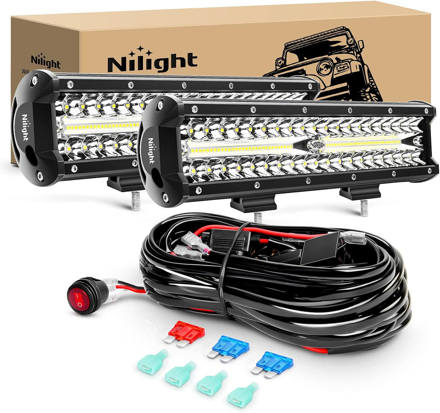 Nilight LED Light Bar 12 Inch 300W Combo for Off Road Vehicles