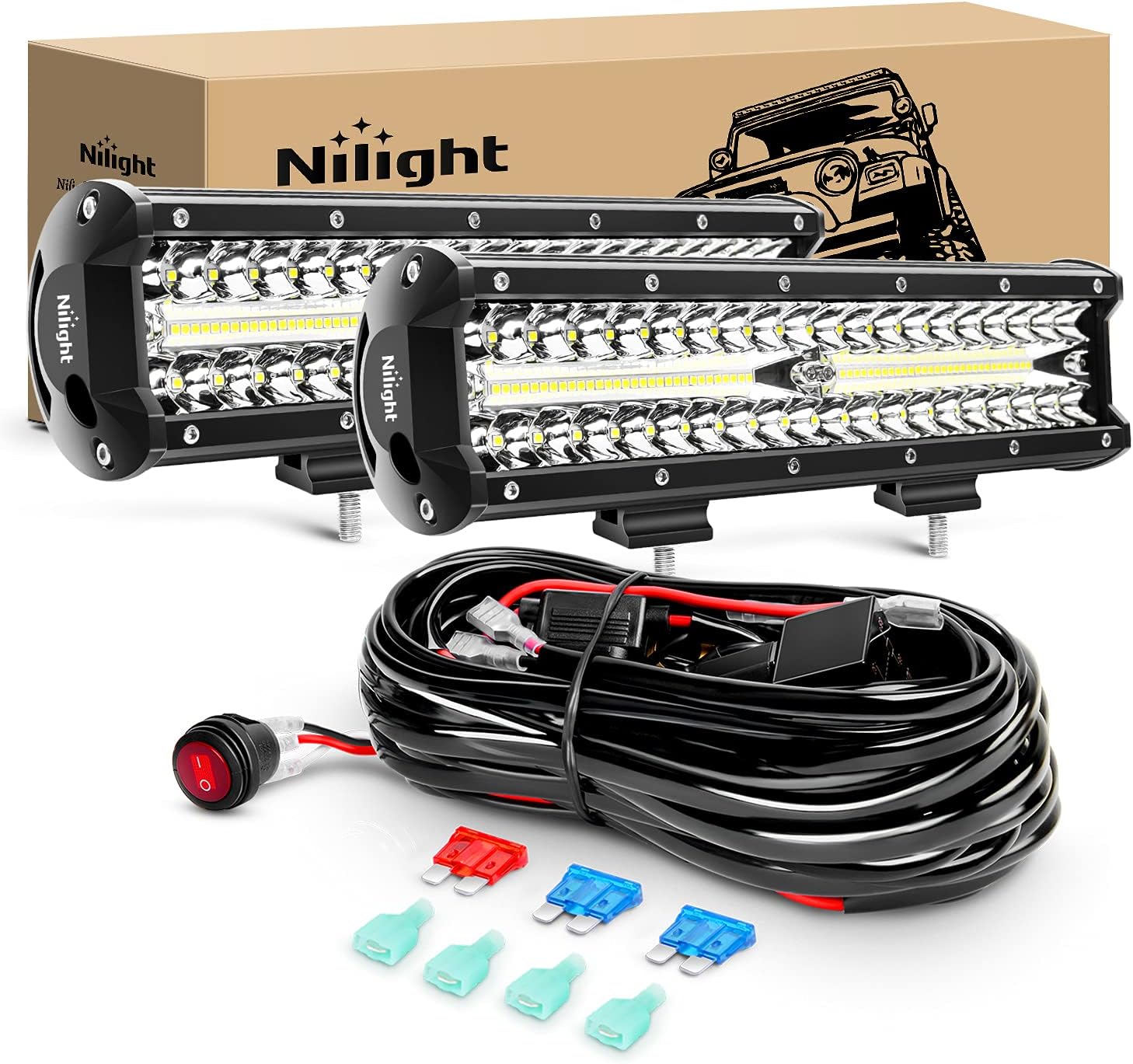 Nilight LED Light Bar 12 Inch 300W Combo for Off Road Vehicles