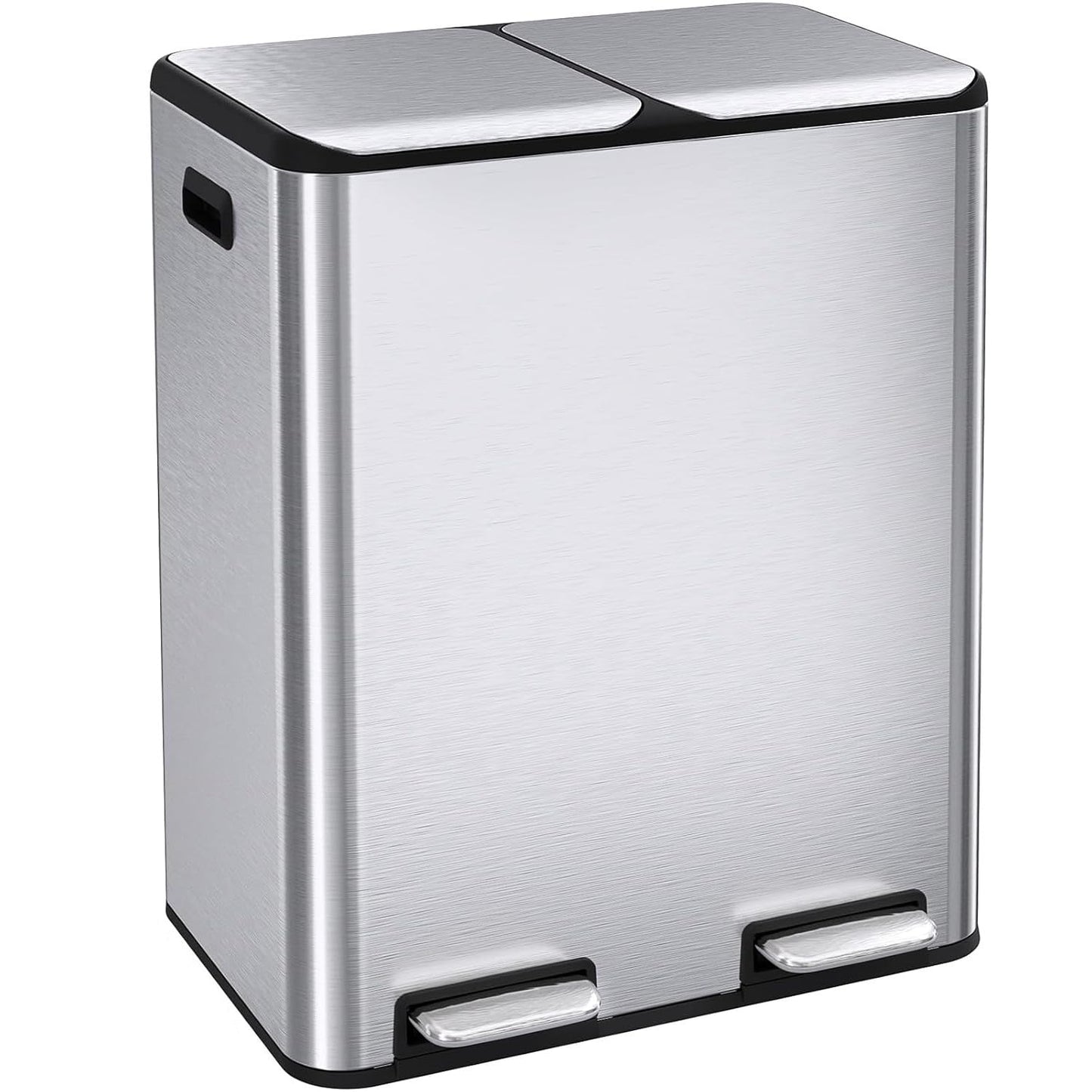 16 Gal Dual Trash Can with Odor Control and Soft-Close Lid