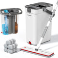 Mop and Bucket Set Flat Mop System with Separate Clean and Dirty Water