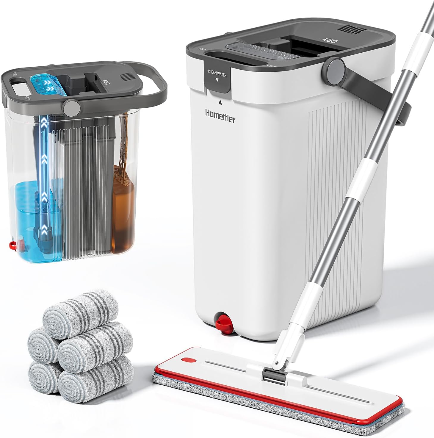 Mop and Bucket Set with 3-Compartment System for Efficient Cleaning