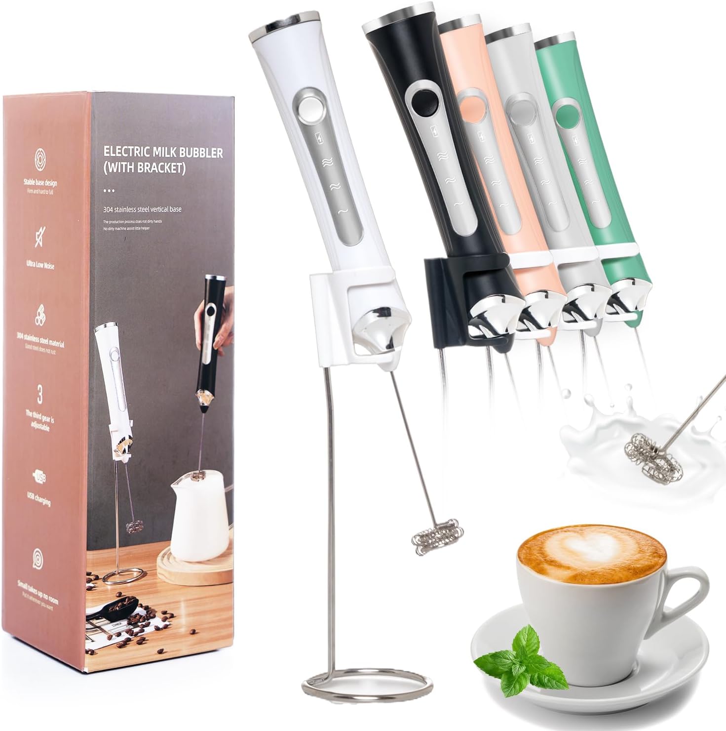 3-Speed Rechargeable Milk Frother - Perfect Foam Fast