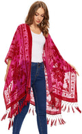 MJ SERECA Women's Long Velvet Kimono Cardigan for Stylish Layering
