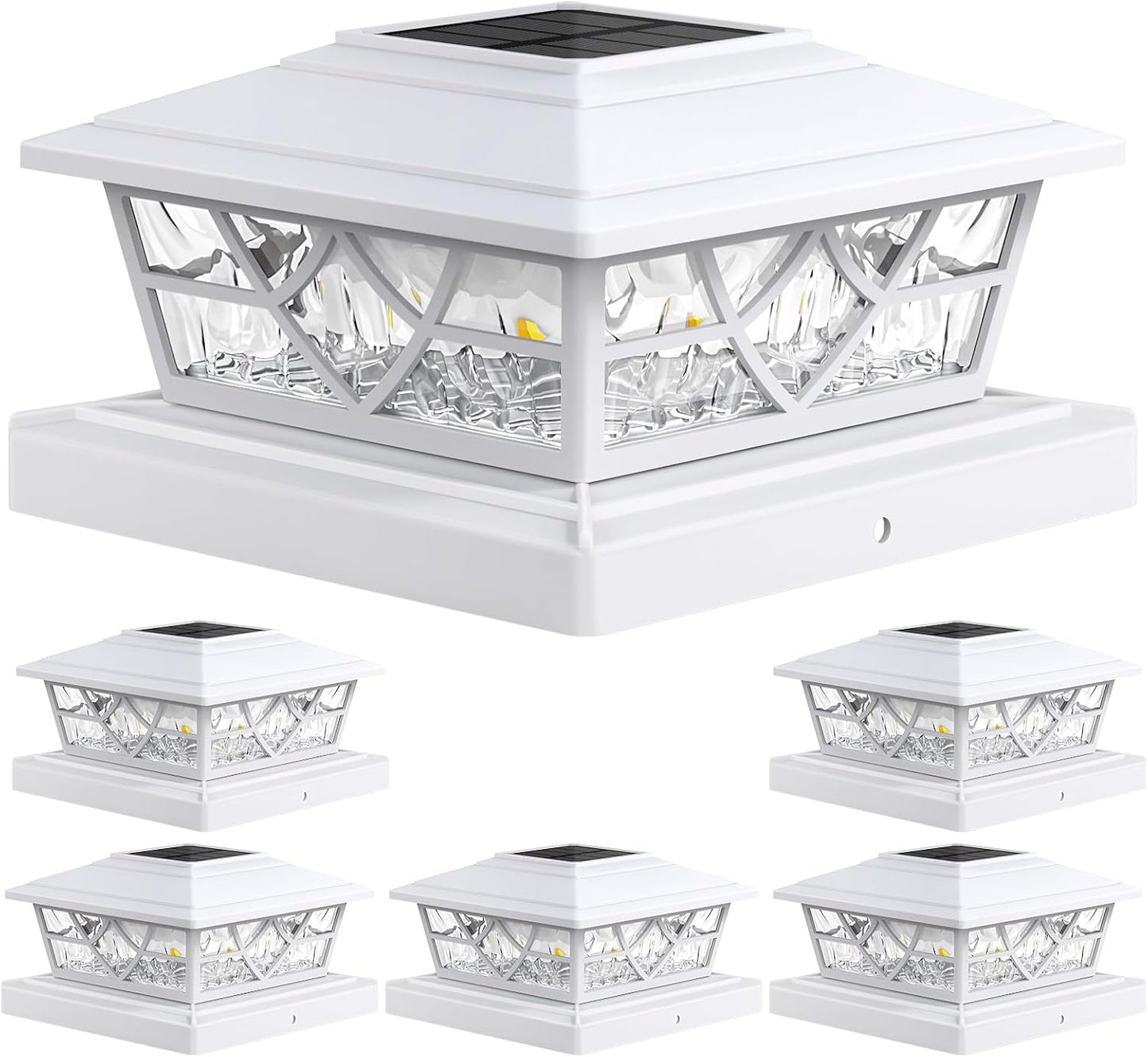 APONUO Solar Post Cap Lights for 4x4 5x5 6x6 Fences - 6 Pack