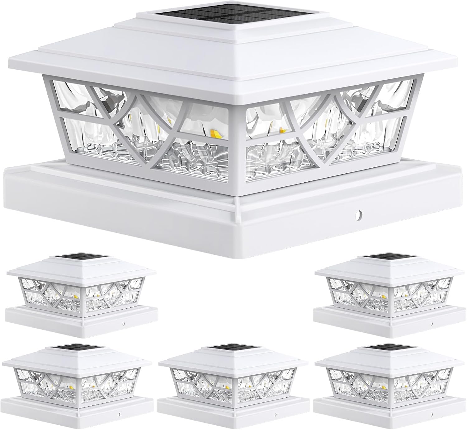 APONUO Solar Post Cap Lights for 4x4 5x5 6x6 Fences - 6 Pack