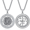 ADMETUS 925 Sterling Silver St Michael Medal Necklace - Protective
