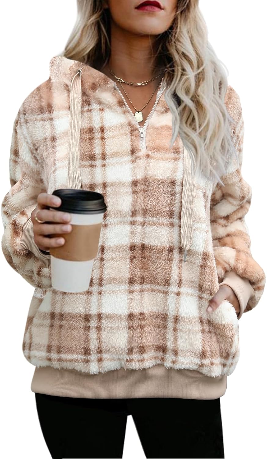 Nirovien Womens Sherpa Pullover Oversized Fuzzy Hoodie Coats
