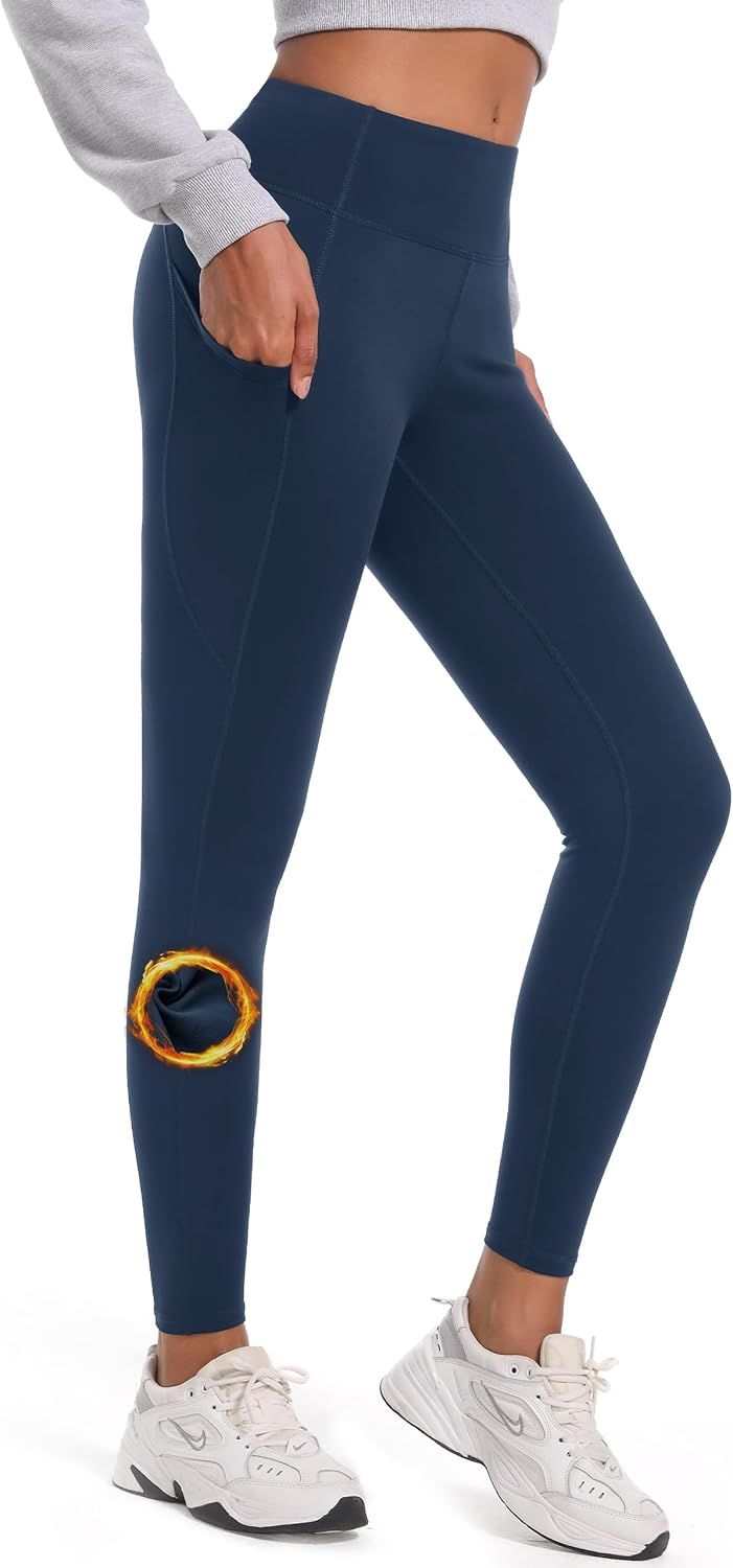 Fleece Lined Yoga Leggings for Women - Thermal High Waisted Pants