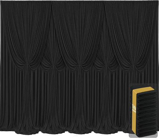 10 Panels Black Backdrop Curtains for Elegant Wedding Decor