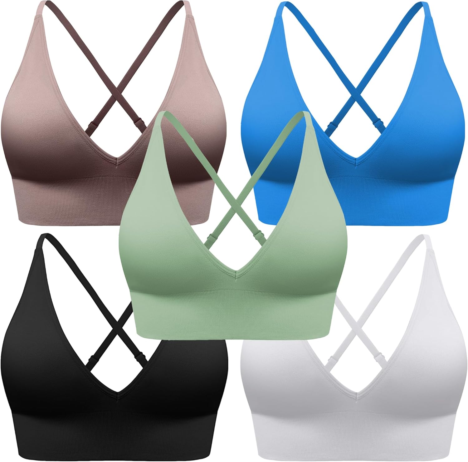 BLUELILY Adjustable Deep V Neck Sports Bras for Women