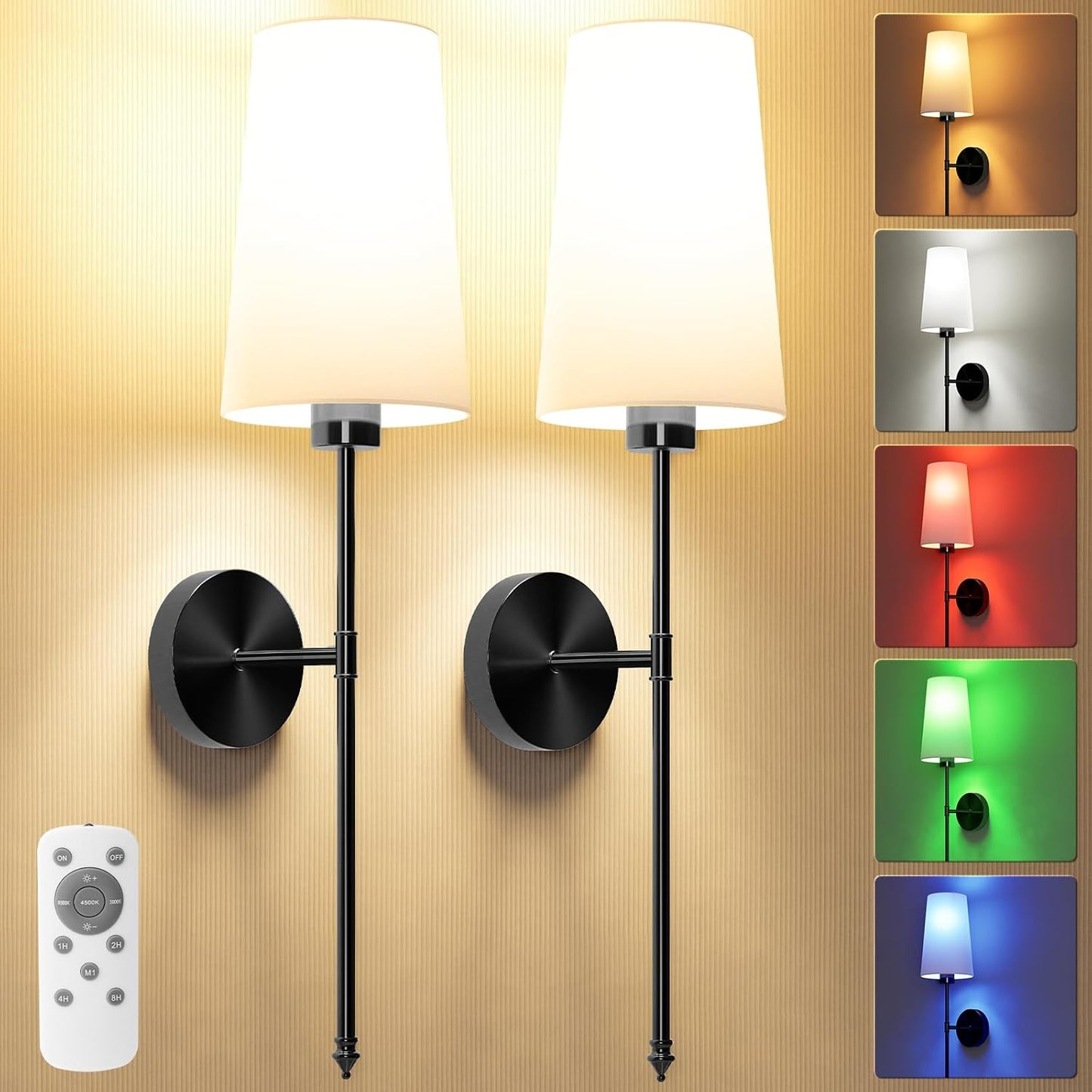 Battery Operated Wall Sconce Set of 2 for Stylish Illumination