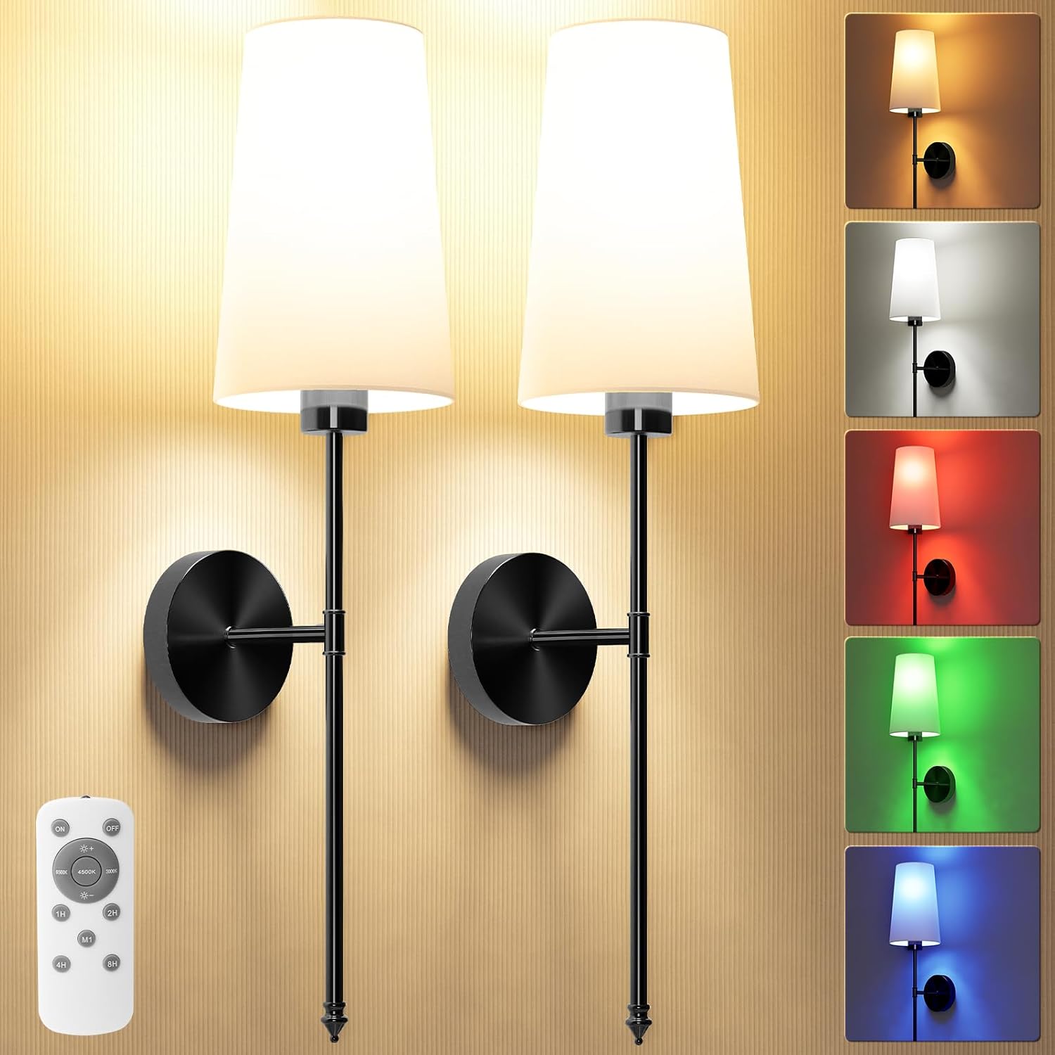 Battery Operated Wall Sconce Set of 2 for Stylish Illumination