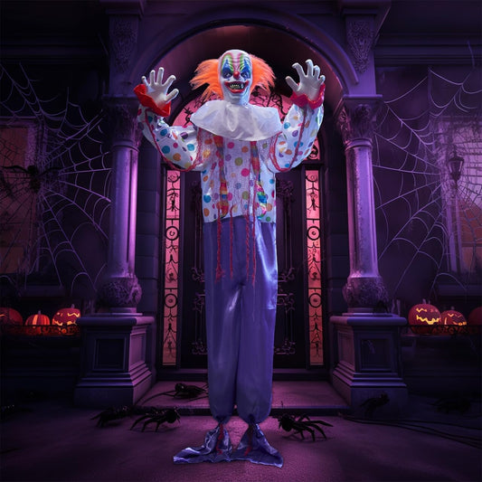 Creepy Halloween Hanging Clown Decoration with LED Eyes