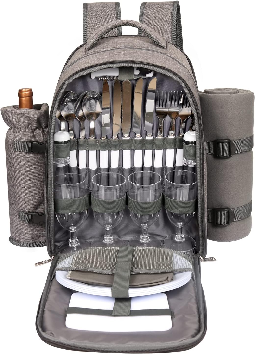 Hap Tim Picnic Basket Backpack for 4 with Blanket and Cooler