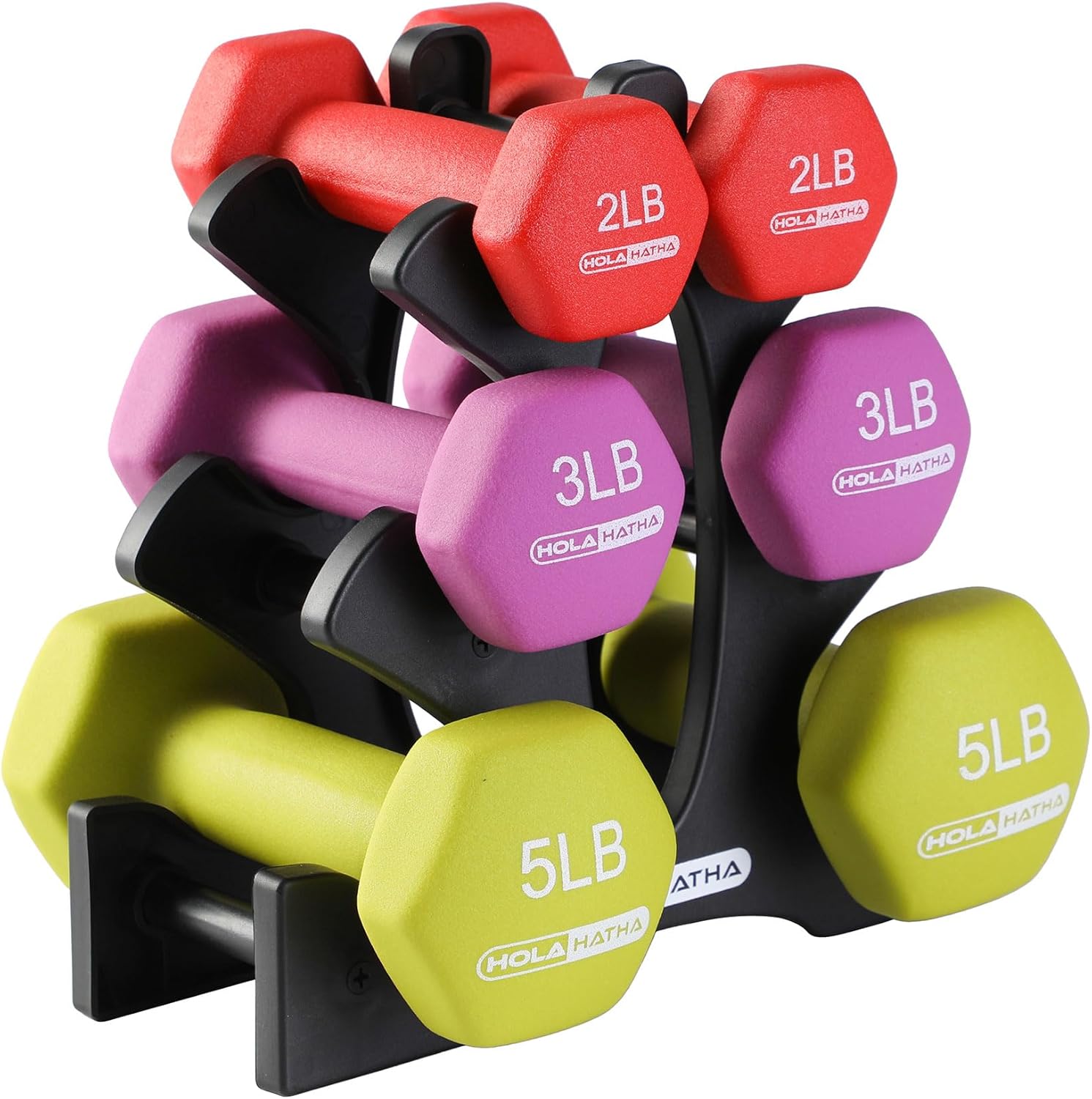 HolaHatha Neoprene Dumbbell Weights Set for Home Gym Fitness