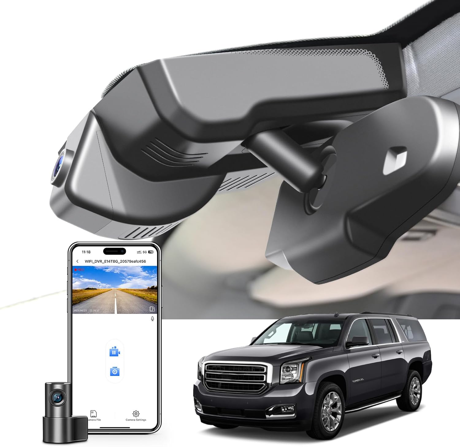 4K Front & 1080P Rear Dash Cam for GMC Yukon 2015-2020 Models