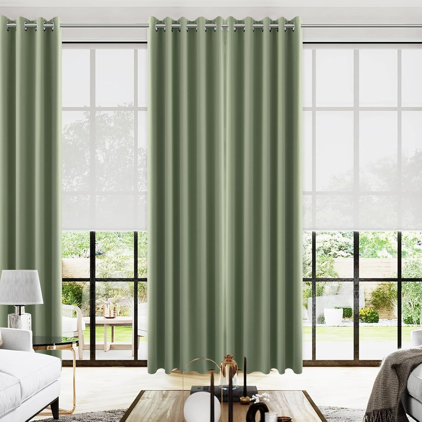 KOUFALL 96 Inch Long Curtains Set for Bedroom Blackout Thermal