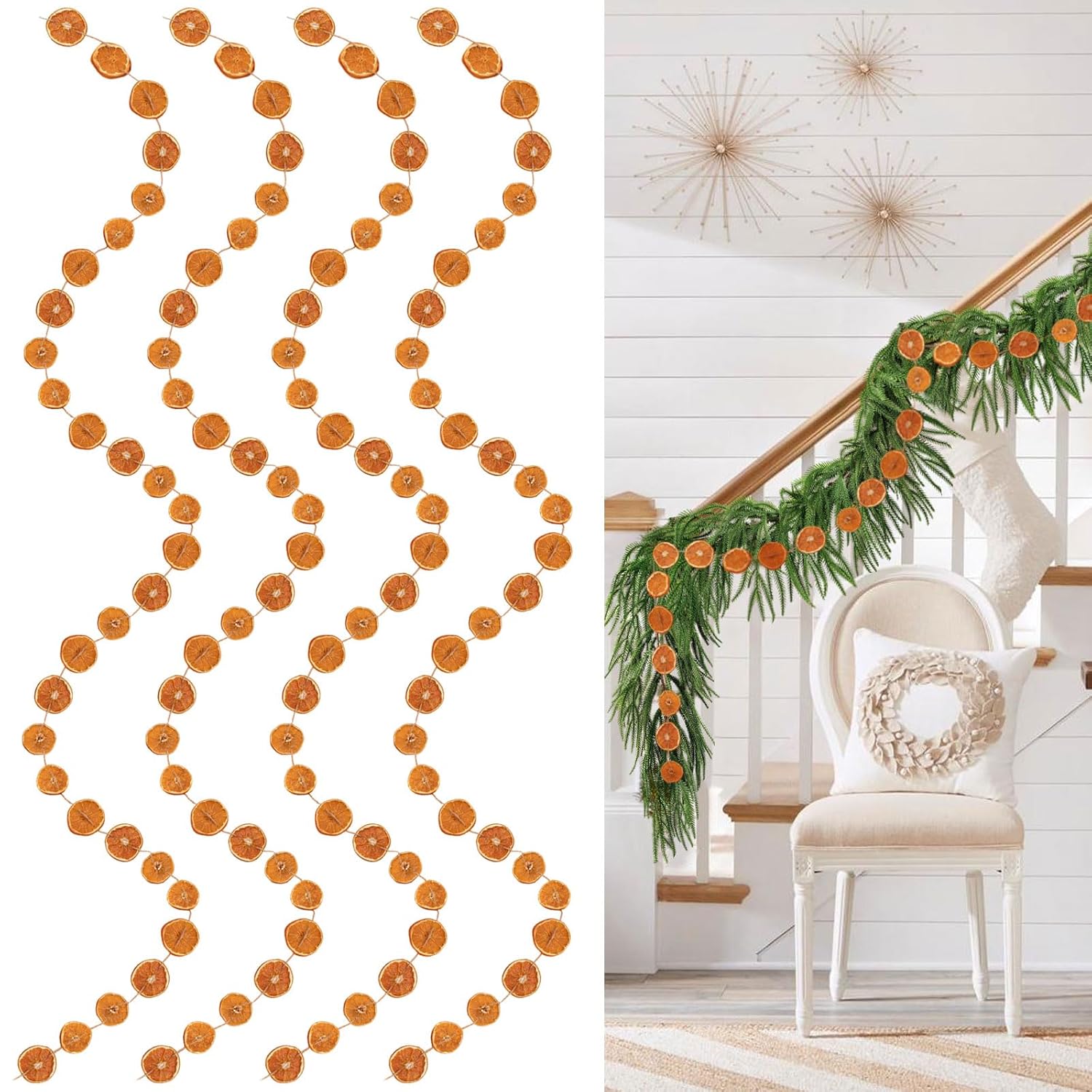 4Pcs Dried Orange Slice Christmas Garland for Festive Decor
