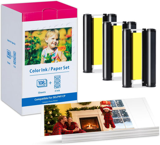 Compatible Canon Selphy CP1500 CP1300 Ink and Paper Set