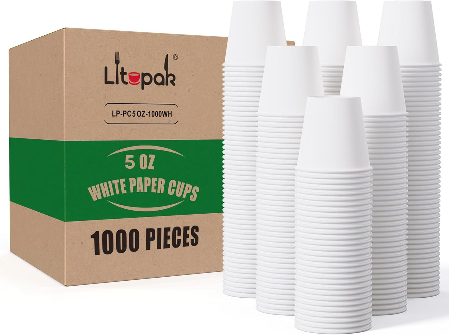 LITOPAK 1000 Pack 5 oz Paper Coffee Cups for Events and Home