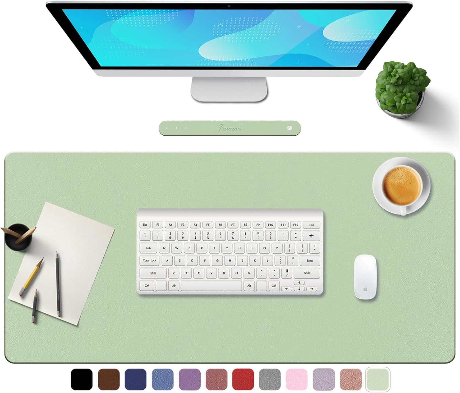 Waterproof Light Green Desk Pad: Non-Slip & Stylish!