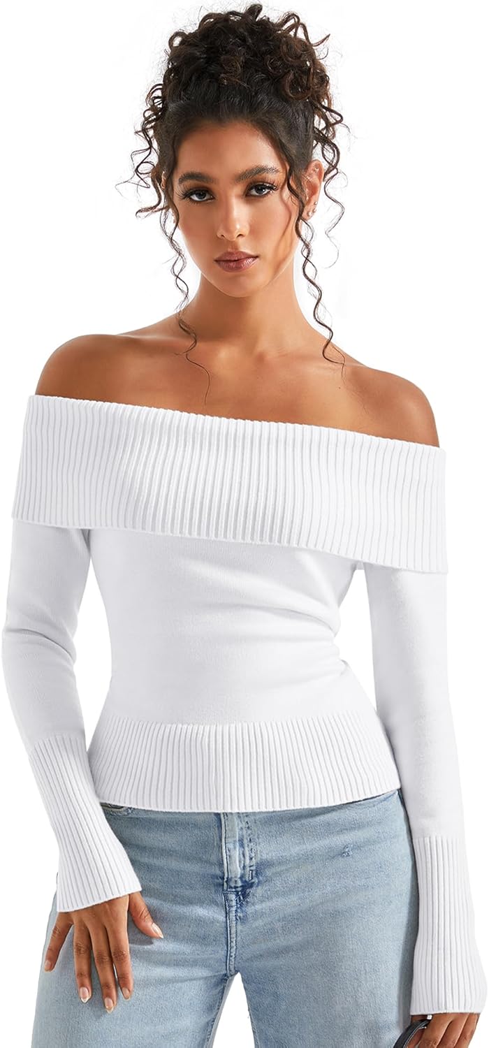 SUUKSESS Women Off Shoulder Sweaters for Trendy Fall Style