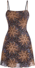Women's 90s Mini Dress Spaghetti Strap Boho Mesh - Vintage Y2K