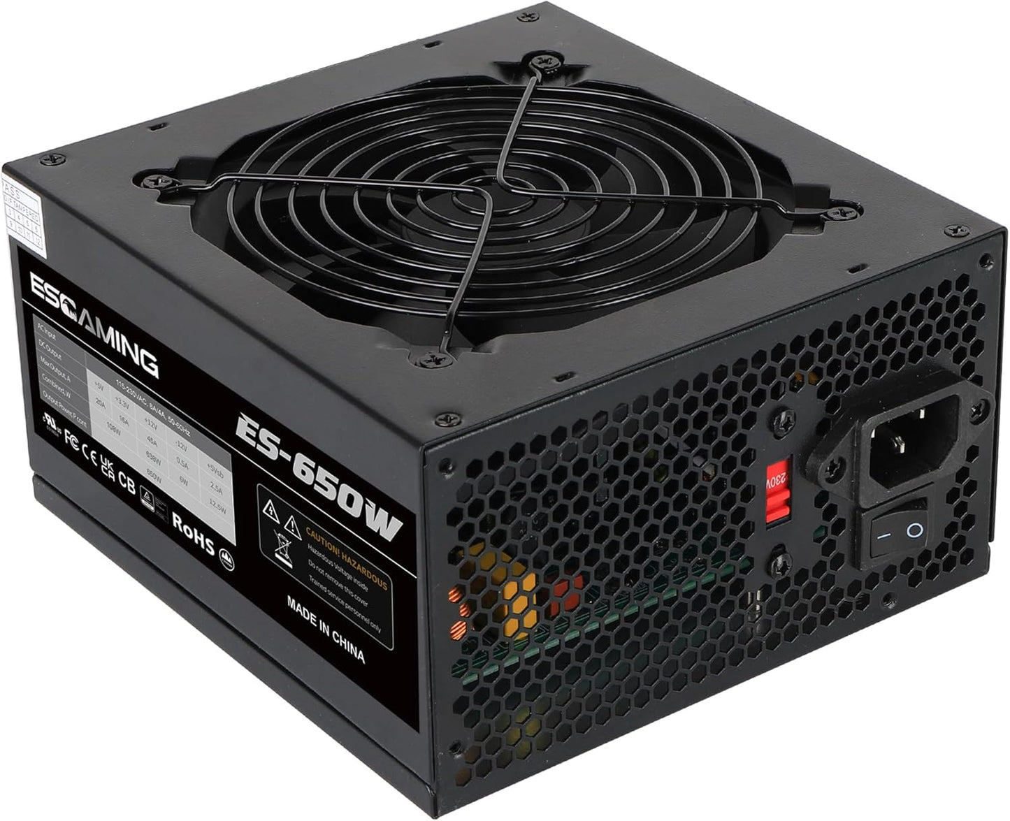 ESGAMING 650W Non Modular Power Supply with Low-Noise Fan