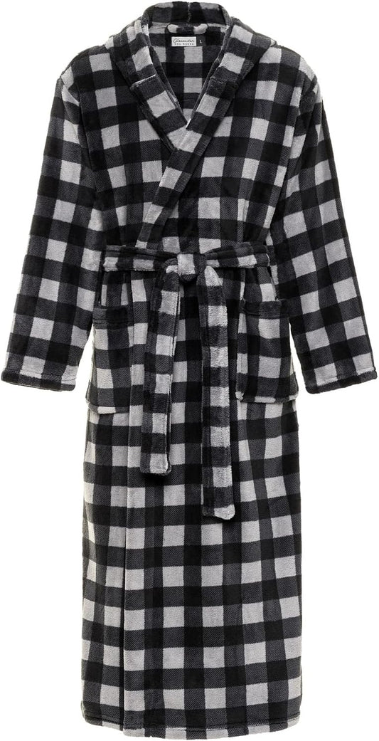 Plush Fleece Hooded Bathrobe for Men - Thick and Warm Comfort