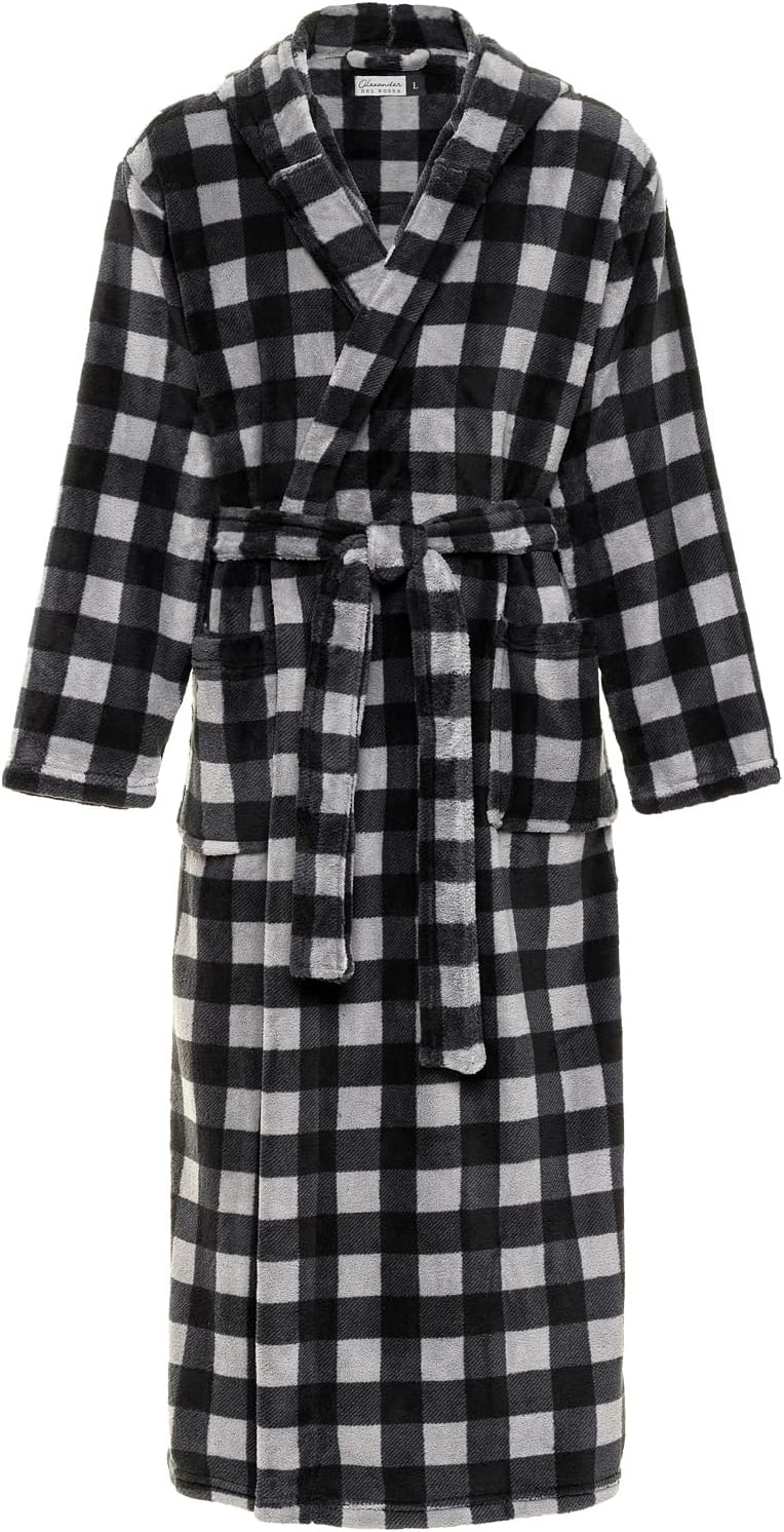 Plush Fleece Hooded Bathrobe for Men - Big and Tall Comfort