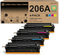 206A Toner Cartridges 4 Pack with Chip - Reliable High Yield