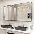 72x36 in Brushed Nickel Bathroom Mirror Rounded Rectangle - Clear