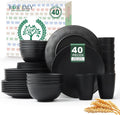 Wheat Straw Dinnerware Set for 8 - Unbreakable Lightweight Black Set