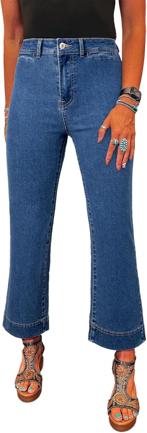 Trendy High Waisted Flare Jeans for Women by SHEWIN
