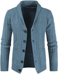 Men's Wool Blend Shawl Collar Cable Knit Cardigan - Cozy Layer JMIERR