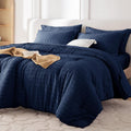 MUXHOMO Seersucker Queen Comforter Set - All Season Luxury Bedding
